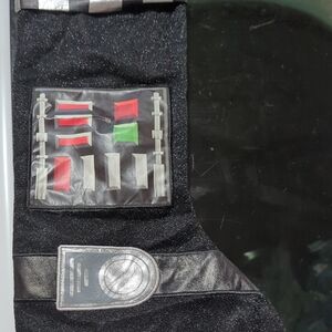 Black and Silver Sci-Fi Costume with Red and Green Details